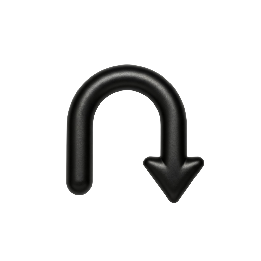 Black U-turn Arrow PNG Transparent Image Free Download | PNG Perfect