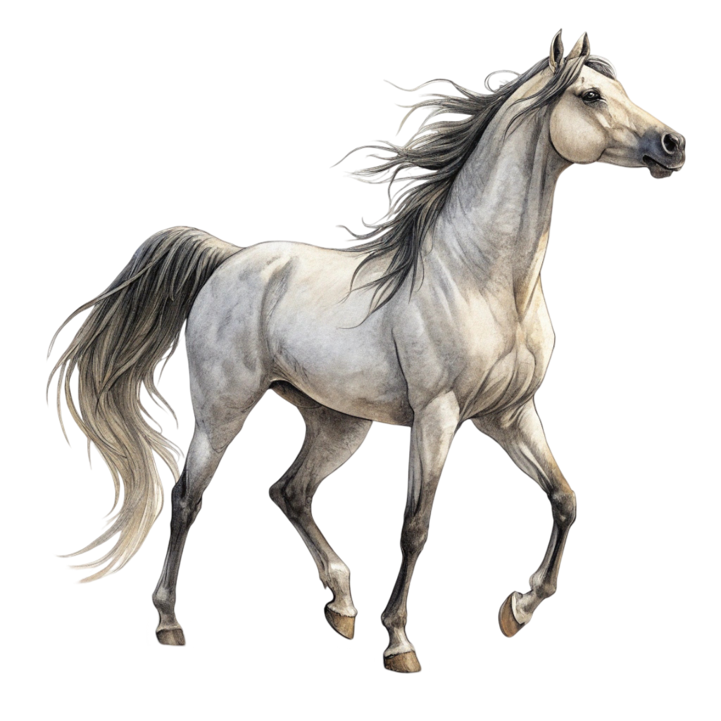 Grey & white Horse Illustration PNG Transparent Image Free Download | PNG Perfect