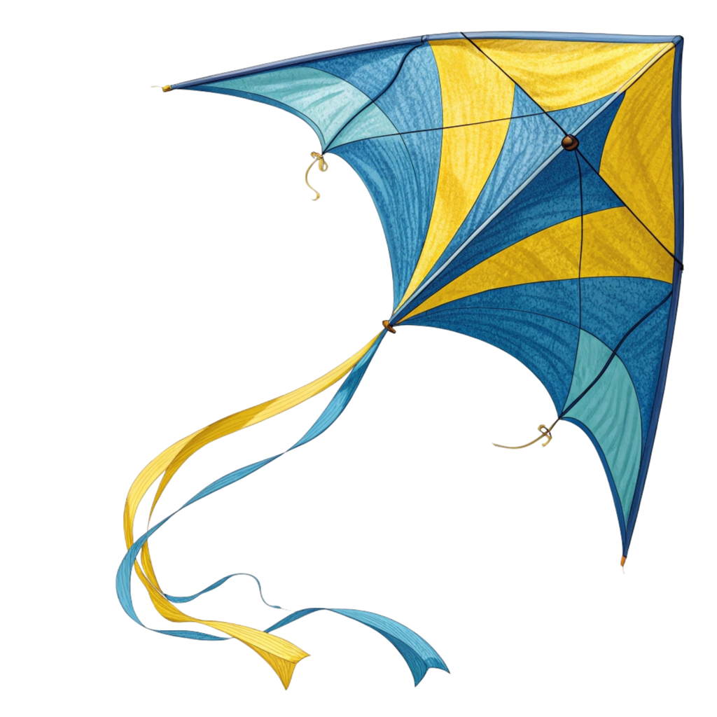 Yellow & Blue Color Kite Illustration PNG Transparent Image Free Download | PNG Perfect