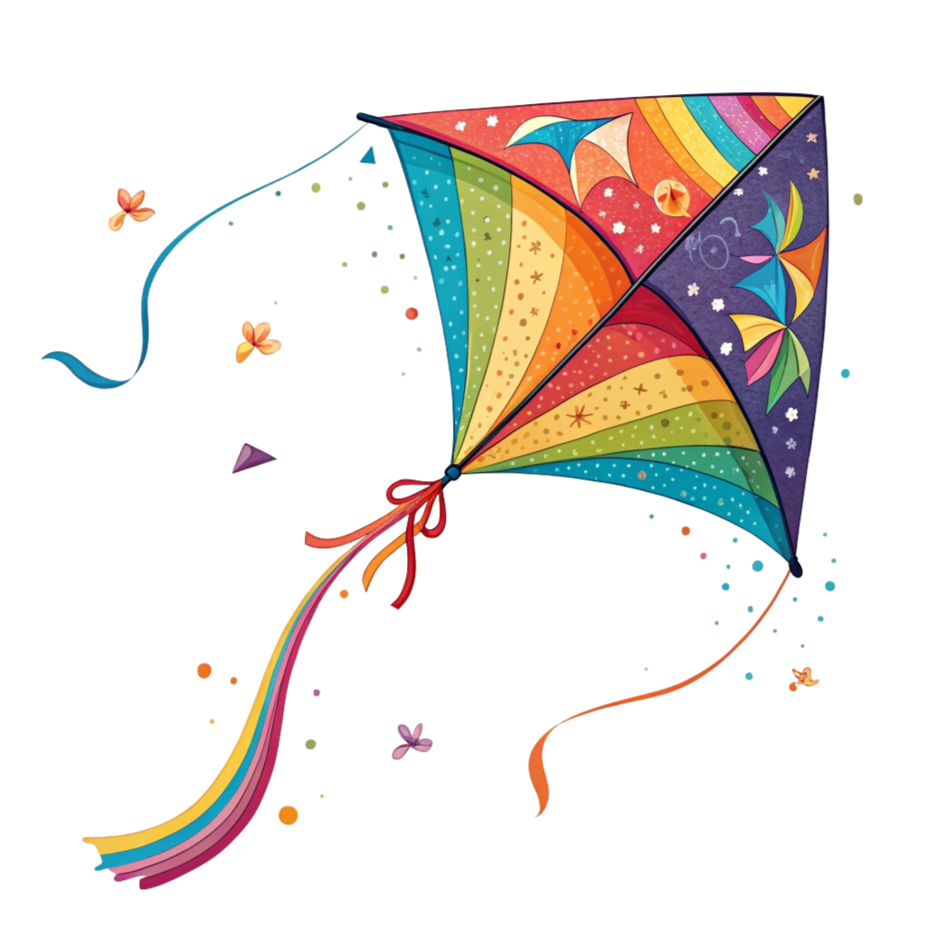 Colorful Flying Kite Illustration PNG Transparent Image Free Download | PNG Perfect