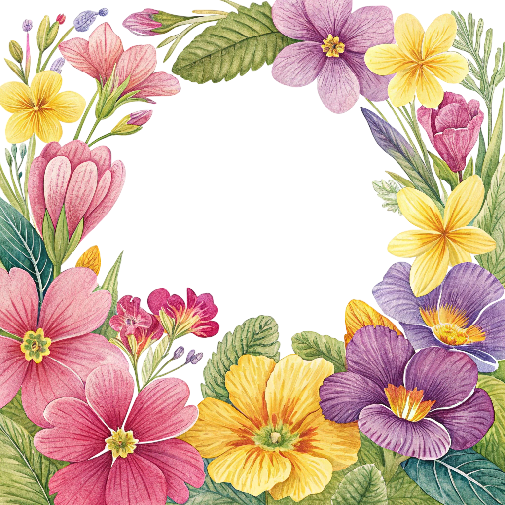Colourful Flowers Circle Frame PNG Transparent Image For Free Download | PNG Perfect