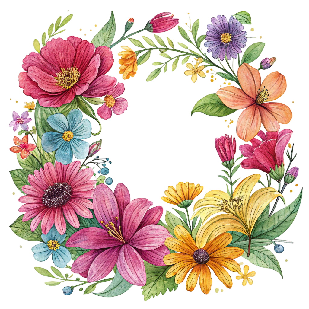 Colourful Flowers Circle Frame PNG Transparent Image Free Download | PNG Perfect Transparent Image Free Download | PNG Perfect
