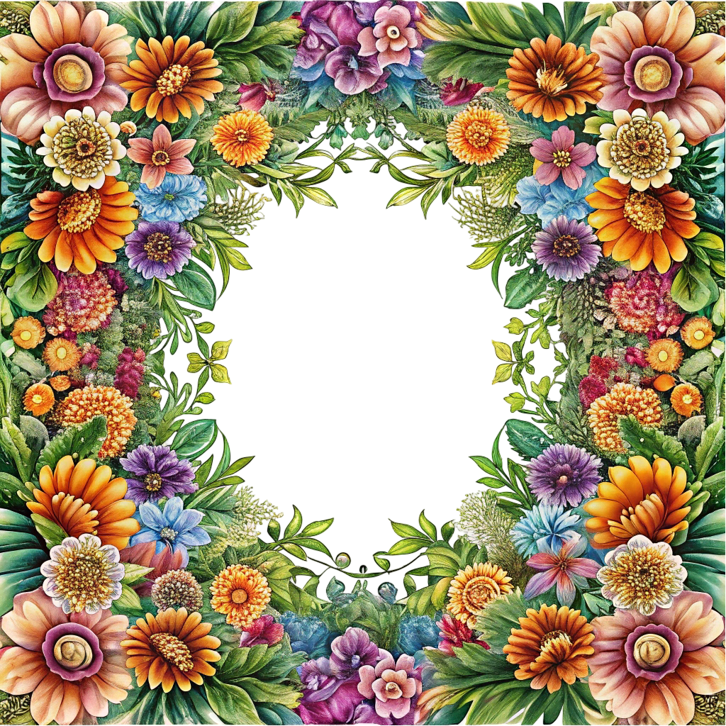 Colourful Flowers Square Frame PNG Transparent Image Free Download | PNG Perfect Transparent Image Free Download | PNG Perfect