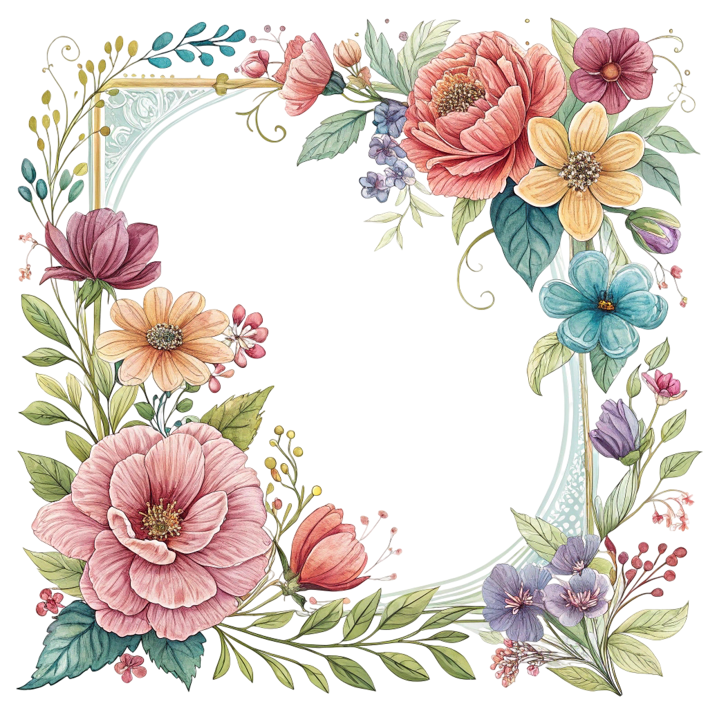 Beautiful Flowers Square Frame PNG Transparent Image Free Download | PNG Perfect Transparent Image Free Download | PNG Perfect