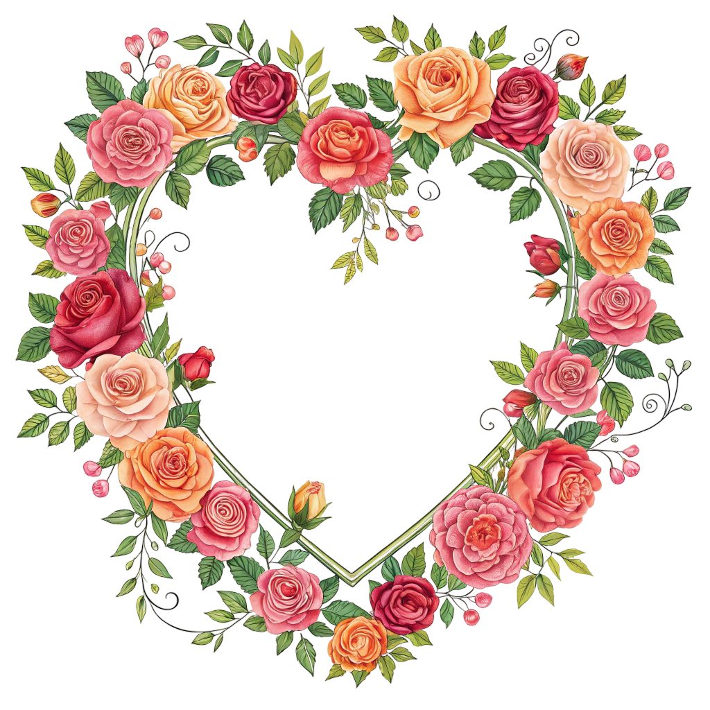 Colourful Roses Heart Frame PNG Transparent Image Free Download | PNG Perfect Transparent Image Free Download | PNG Perfect