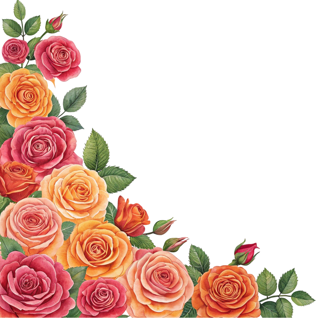 Beautiful Corner Of Orange & Red Roses PNG Transparent Image Free Download | PNG Perfect Transparent Image Free Download | PNG Perfect