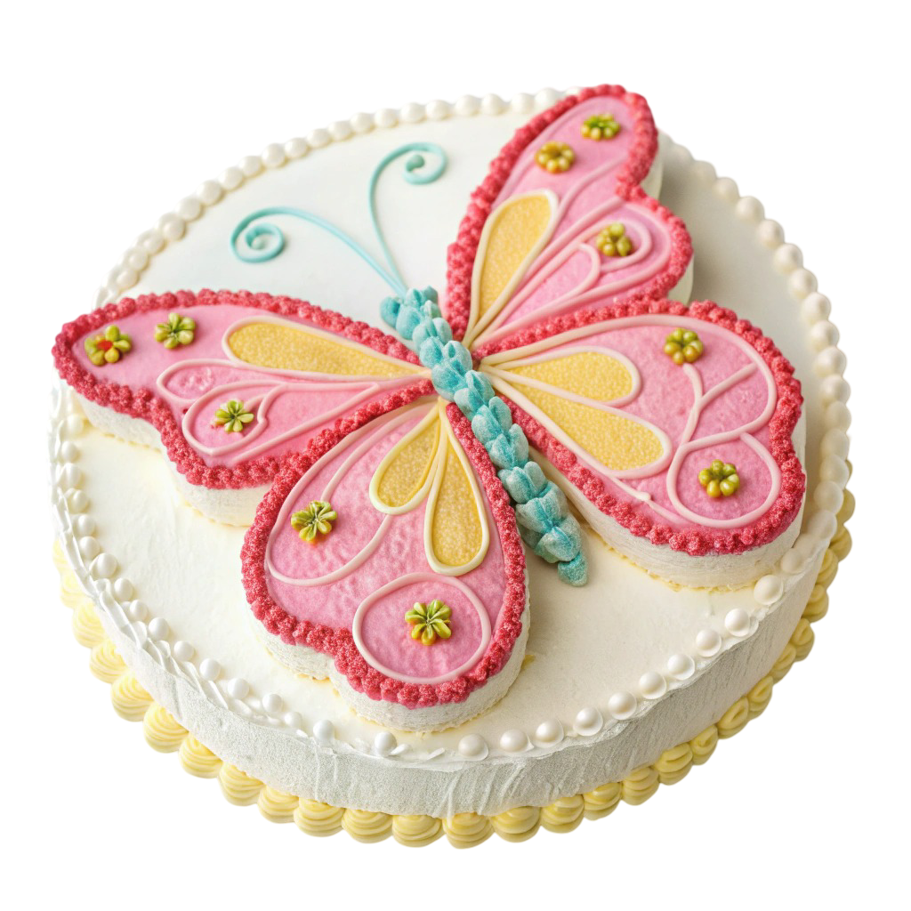 Butterfly Vanilla Birthday Cake PNG Transparent Image Free Download | PNG Perfect