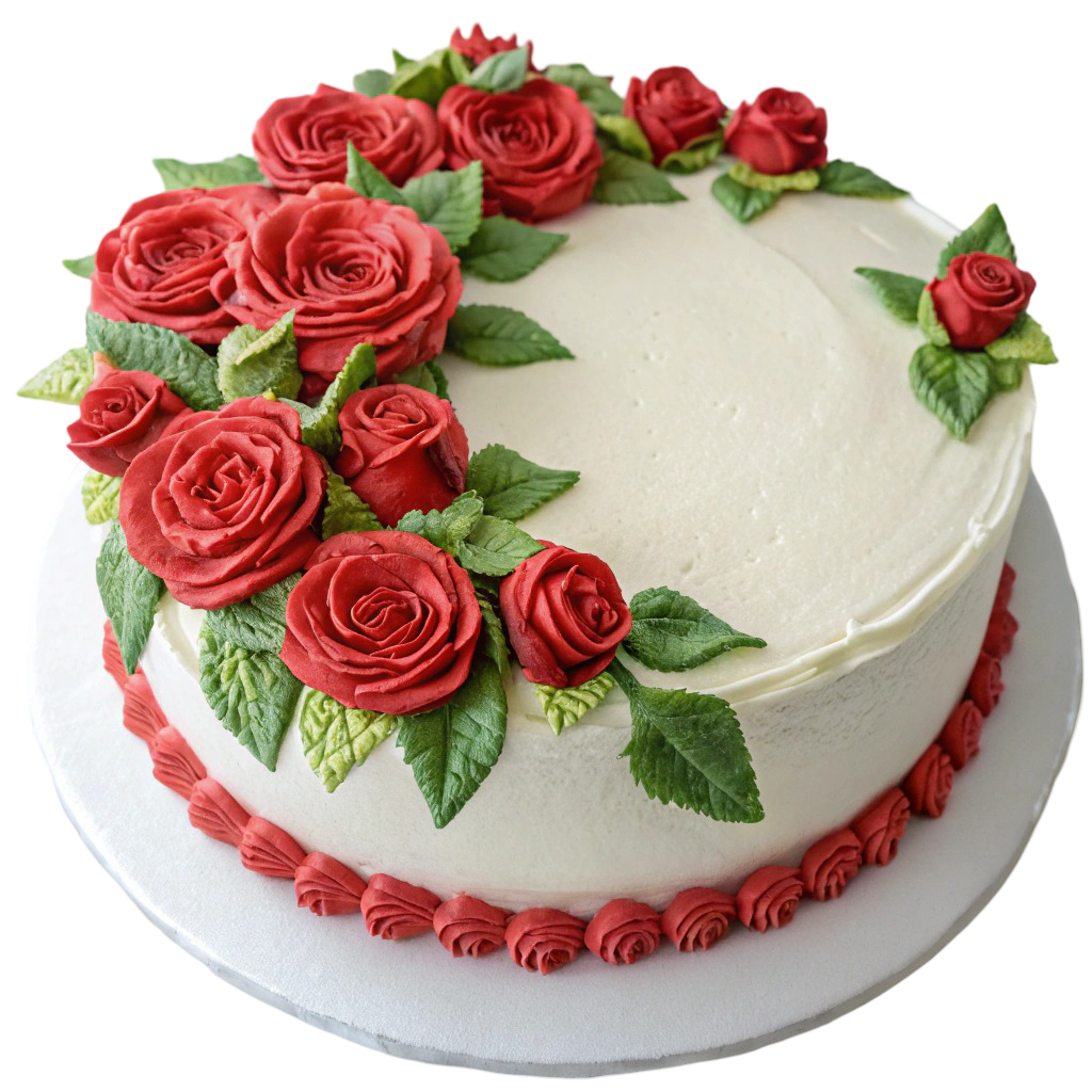 One Layer Roses Birthday Cake PNG Transparent Image Free Download | PNG Perfect
