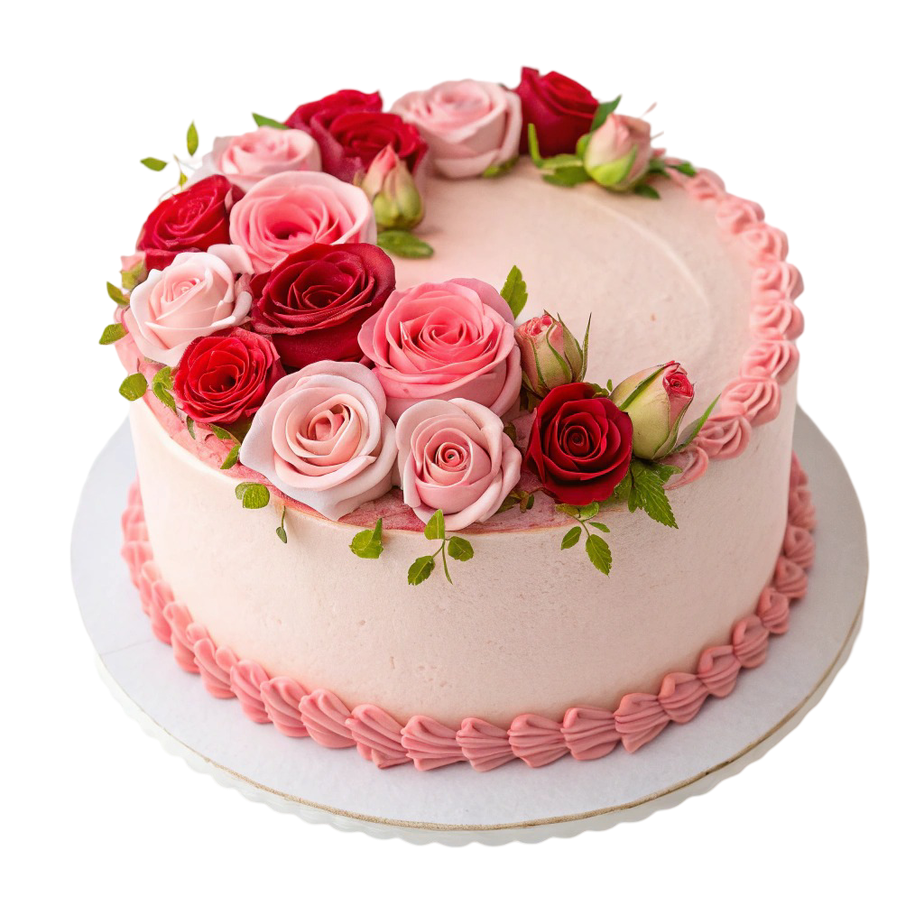 One Layer Roses Birthday Cake PNG Transparent Image Free Download | PNG Perfect