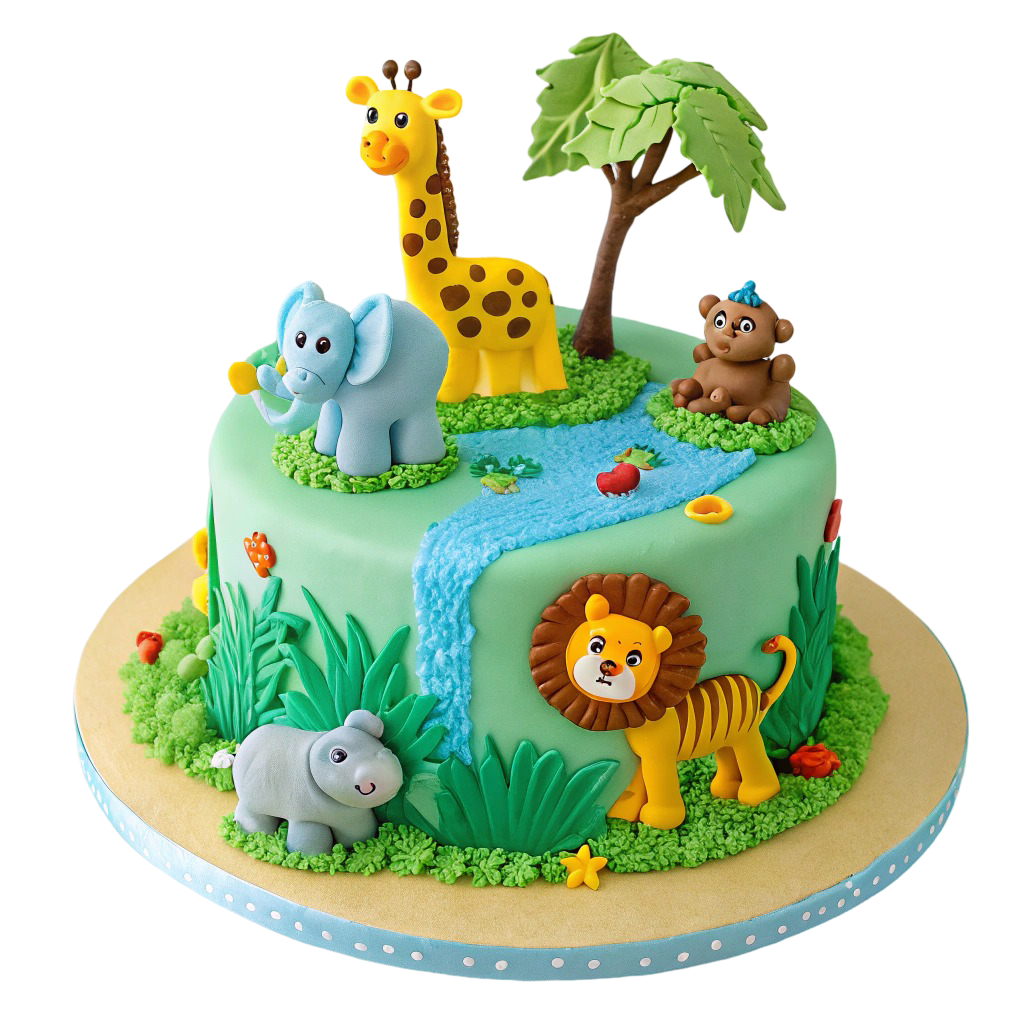Zoo Animal Birthday Cake PNG Transparent Image Free Download | PNG Perfect