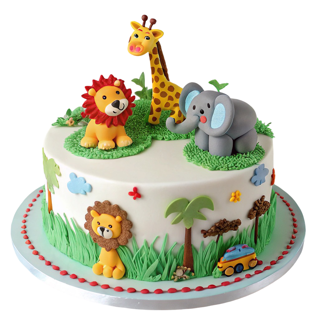 Zoo Animal Birthday Cake PNG Transparent Image Free Download | PNG Perfect